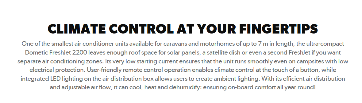 Dometic Freshjet 2200 control at finger tips